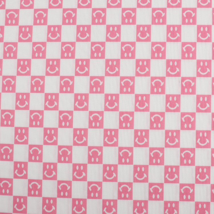 In-stock ice silk ribbed fabric, digital printed polyester stretch fabric, home wear, wide-leg pants, printed ribbed fabric Specification image