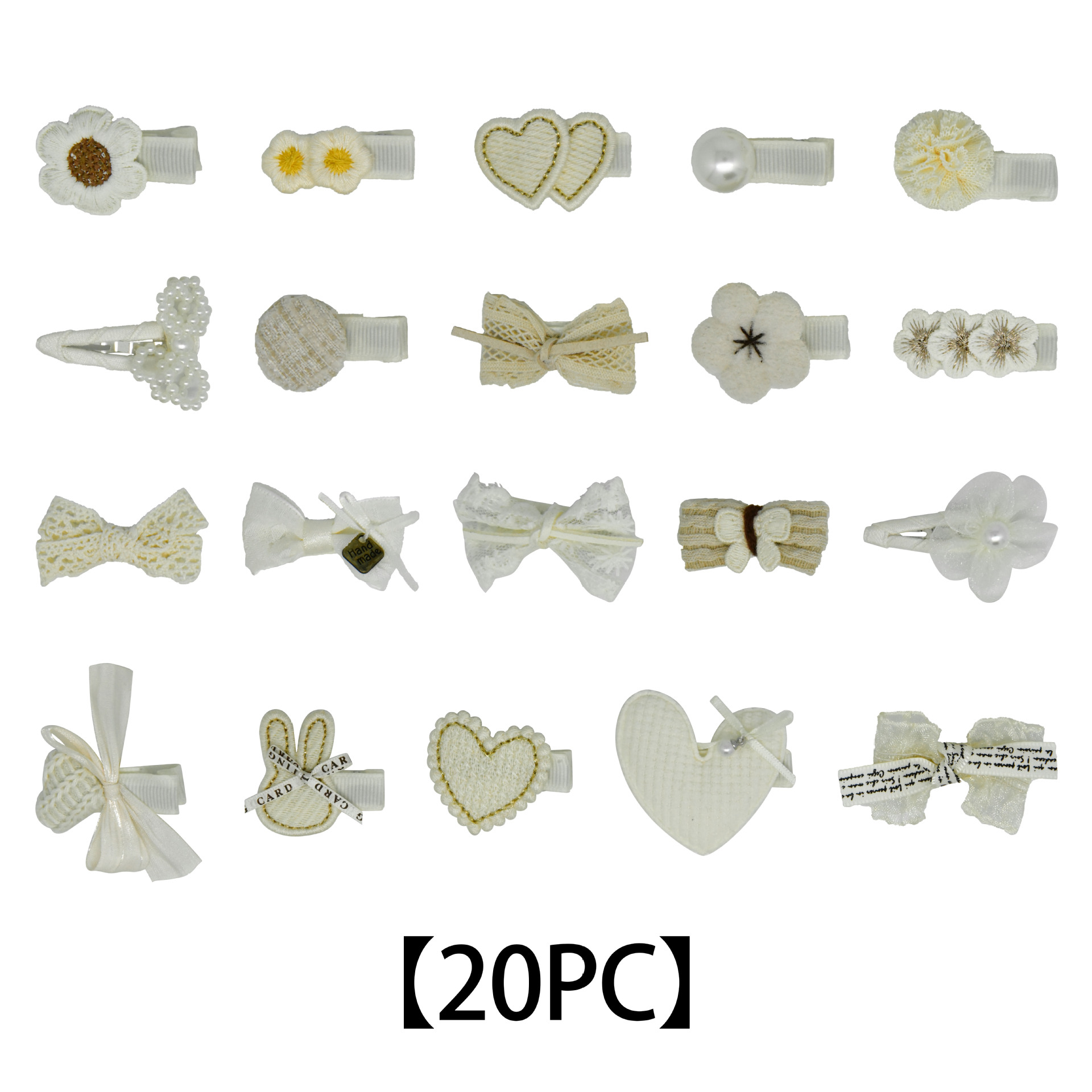 Nueva versión coreana paño milk color blanco clip de pelo para niños hecho a mano dulce arco lateral pelo roto clip de flequillo accesorios para el pelo Specification image