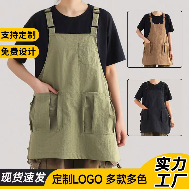 围裙厨房防泼水薄款烘焙餐饮理发师奶茶宠物店礼品围裙可印logo