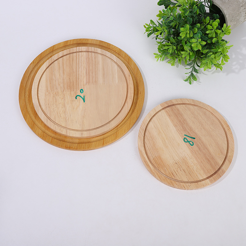 Factory direct supply of round wooden cheese and cheese cutting boards, opening and closing cutting board sets, pizza trays, household tableware wholesale Item Picture