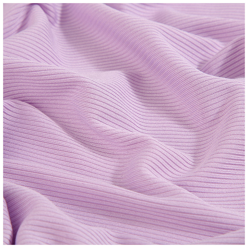 2*2 ribbed ice silk knitted ribbed soft elastic knitted fabric in stock, a best-selling spring and summer fabric