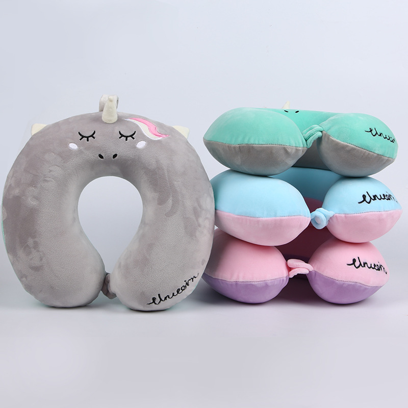 Customized cartoon animal U-shaped pillow, unicorn cartoon animal memory foam PP cotton foam particle neck pillow, customized travel pillow Application Scenario