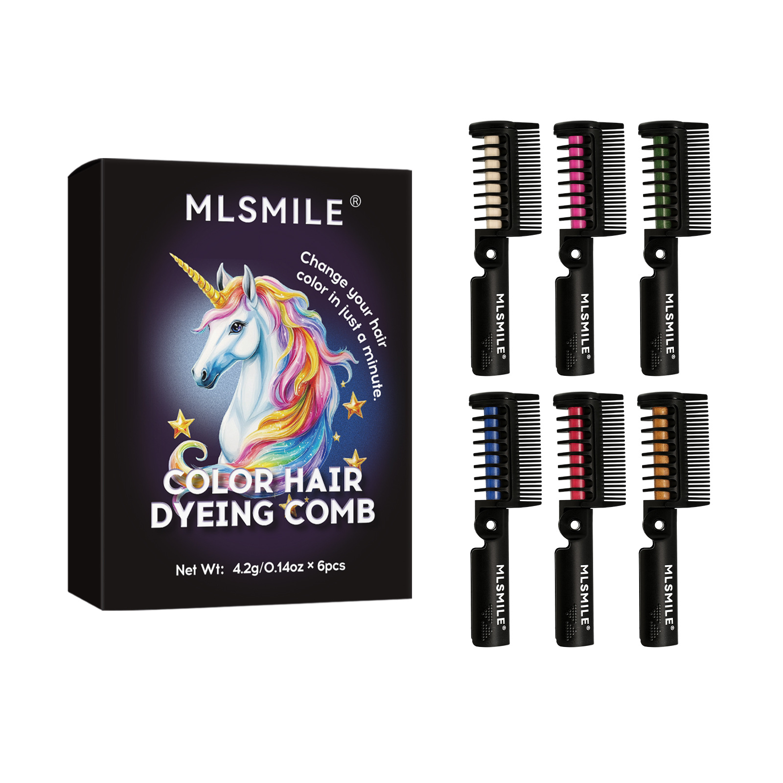 Cross-Border 12-Color Dazzling Hair Dye Comb Set, Amazon Bestseller For Children, Suitable For Picking And Dyeing Hair Sticks, Temporary Hair Dye Cream Item Picture