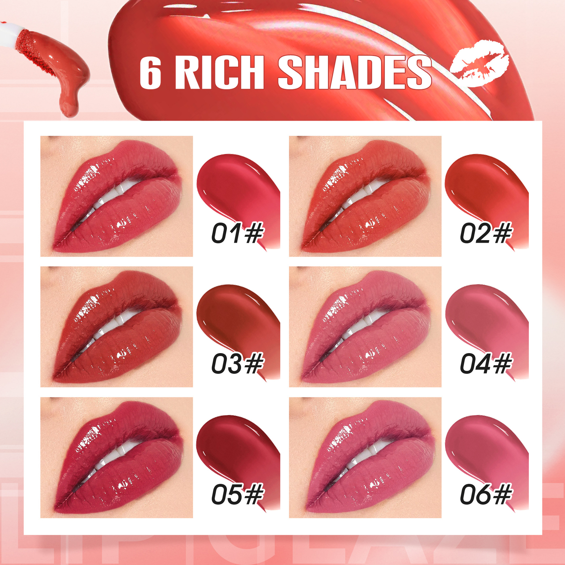 Cross-border bob Bai Mei Water-like Lip Gloss Application Scenario