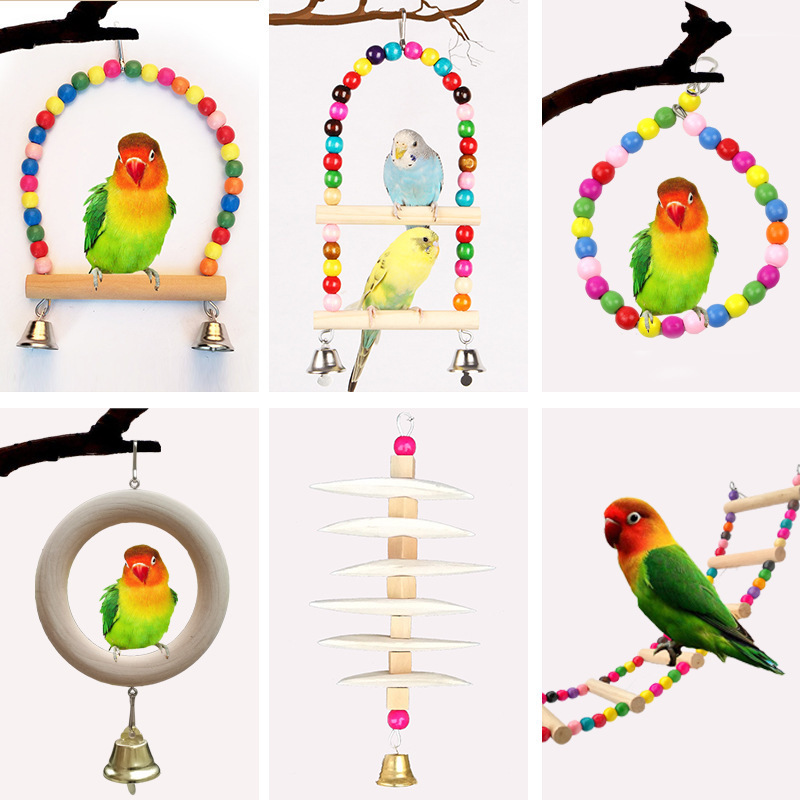 Parrot toys, ladder swings, parrot bird toys, standing stand, bird supplies, standing pole, hanging ring, biting pet supplies