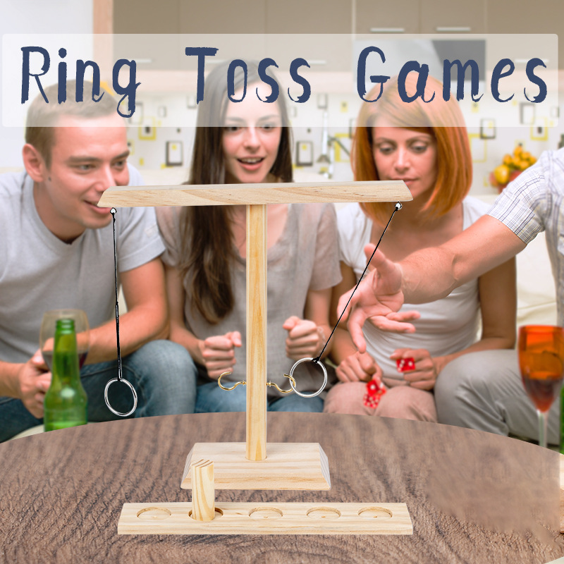 Ring Toss Games跨境亚马逊爆款木质钩环投掷游戏酒吧喝酒玩具