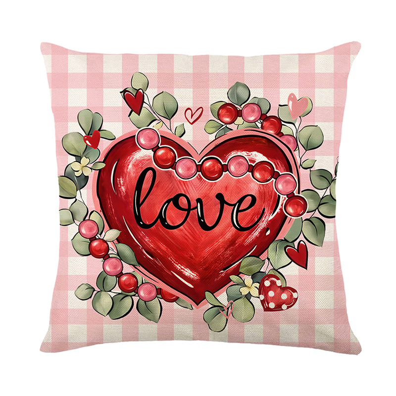 New cross-border Valentine's Day pillow with letter heart print, headrest, and festive atmosphere decoration pillowcase Item Picture