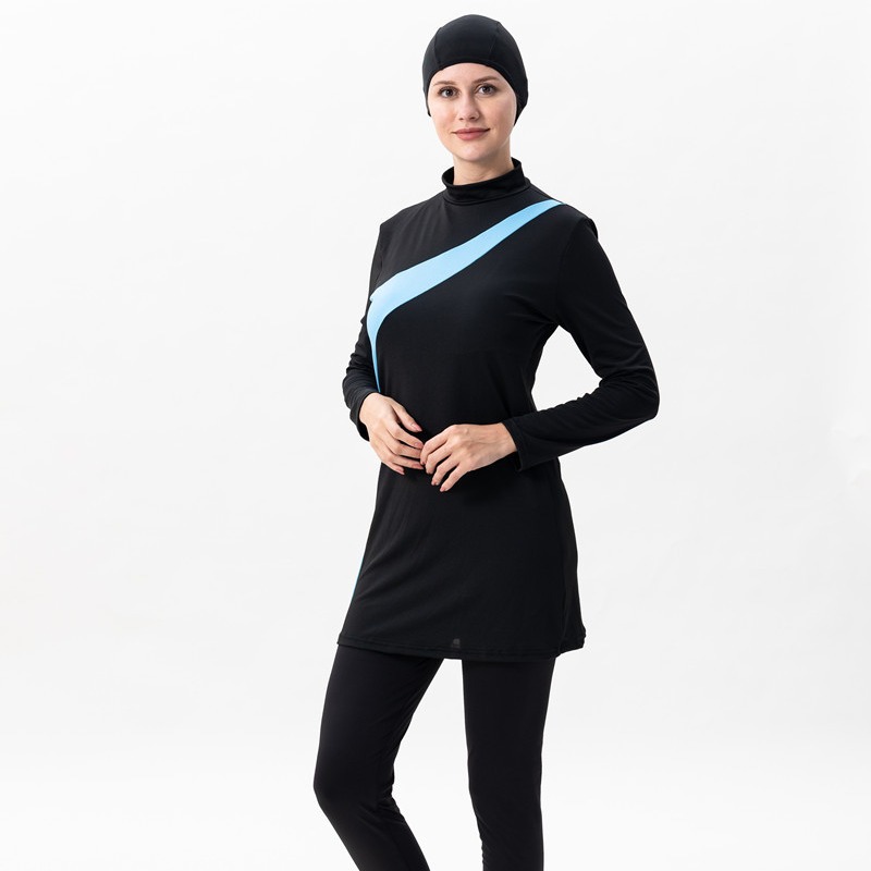 Comercio exterior transfronterizo de mujeres musulmanas traje de baño de tres piezas manga larga pantalones protección solar spa traje de baño de verano conservador en stock directo de fábrica Item Picture