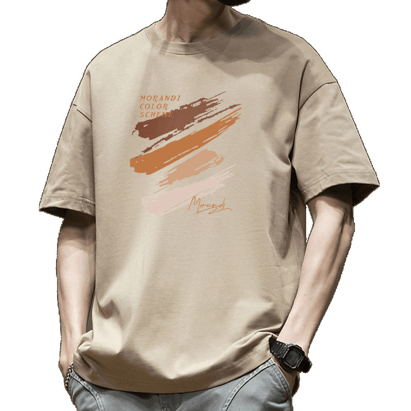 200g heavy pound algodón manga corta camiseta hombre verano nueva moda suelta hombre estudiante hombre manga media camiseta top Item Picture