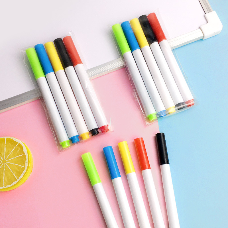 5-color children's colored whiteboard pen set with fine pen tips that can be erased and written. Wholesale from the manufacturer. Colorful festival gift box