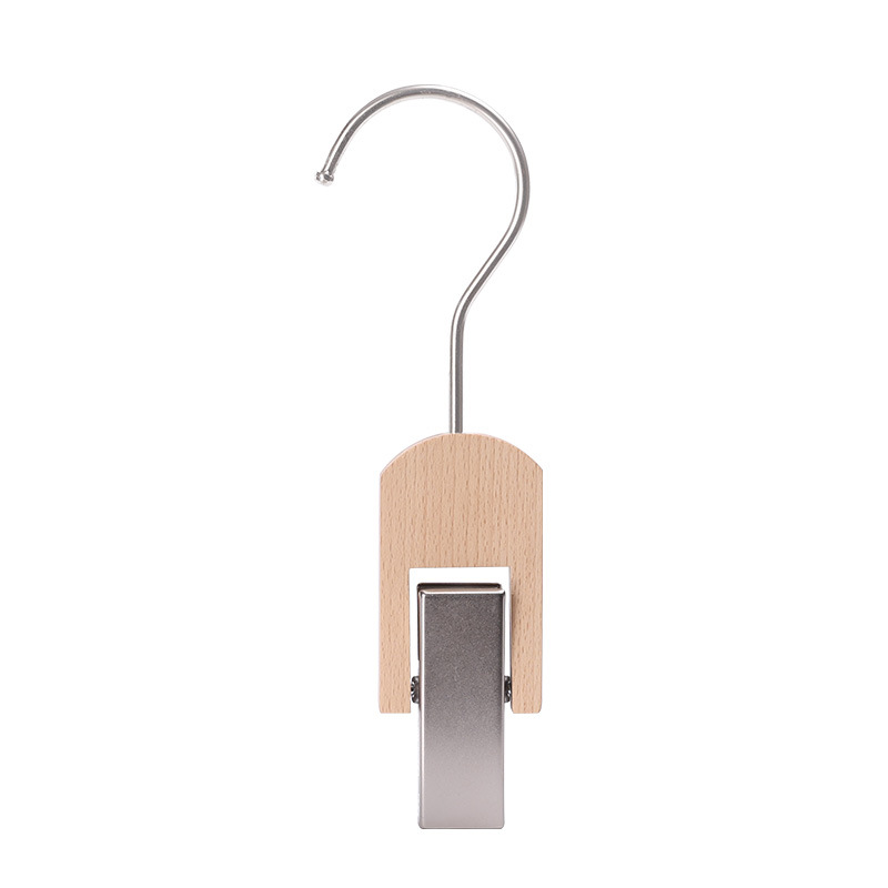 Solid wood beech wood hook clamp S-hook clothing store hat hanging decoration prop clamp rotating wooden clip Item Picture