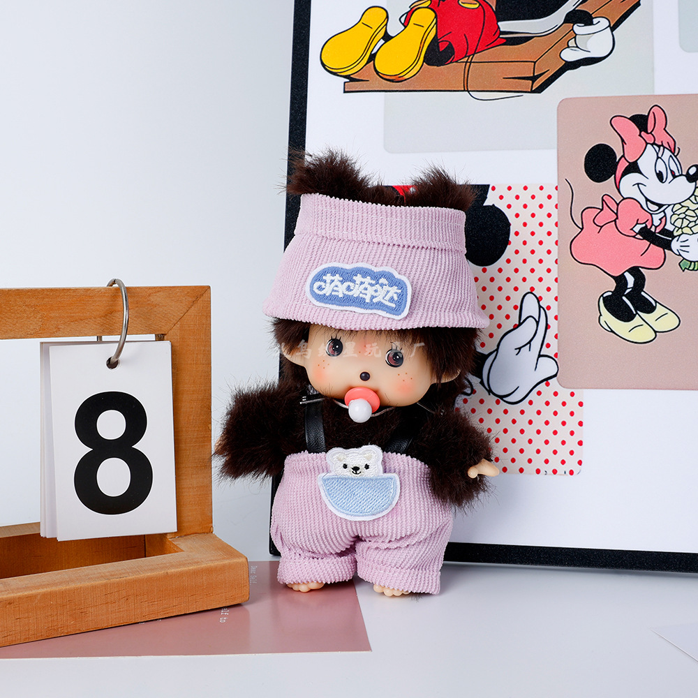 New labub baby clothes, cute hat, cartoon overalls, two-piece set, Mengqiqi KT cat doll for replacement Specification image