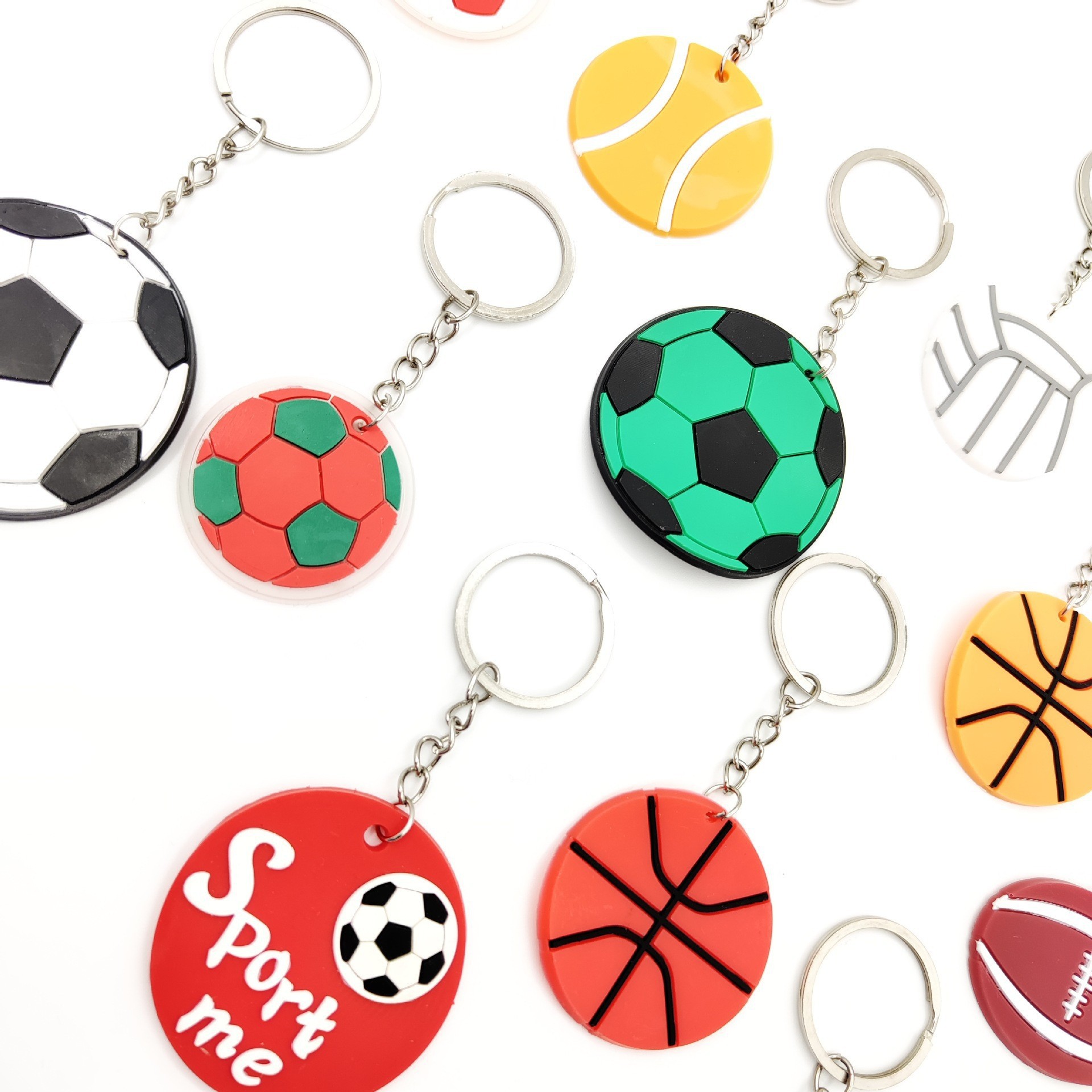 Factory direct sales of PVC key chains for rugby, football, basketball, volleyball, baseball and beach ball keychains wholesale details Picture