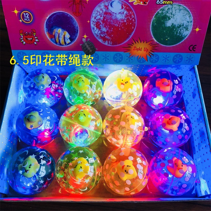 Wholesale of glittering crystal balls, luminous bouncy balls, colorful jumping balls, and glittering children's toys from street stalls Application Scenario