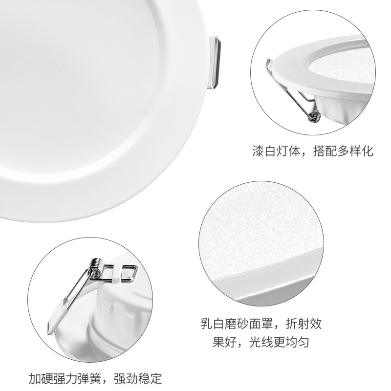 Ceiling ultra-thin anti-glare downlight, 75-hole light, household living room hole light, square three-color led downlight, recessed Application Scenario