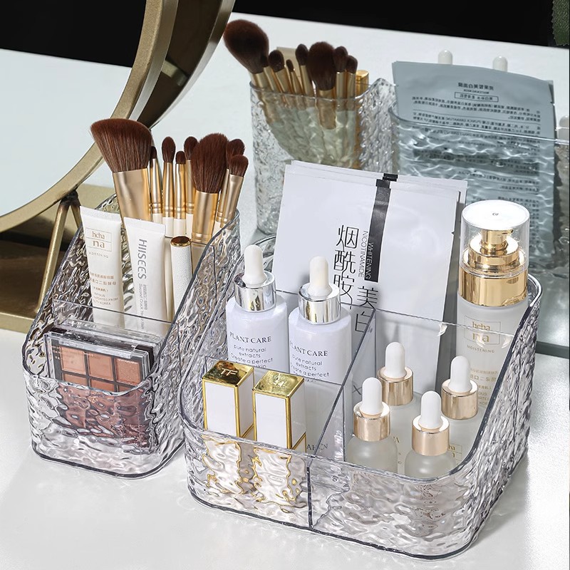 Water ripple acrylic large-capacity storage rack, light luxury cosmetics storage box, desktop dressing table, lipstick and skin care products Specification image