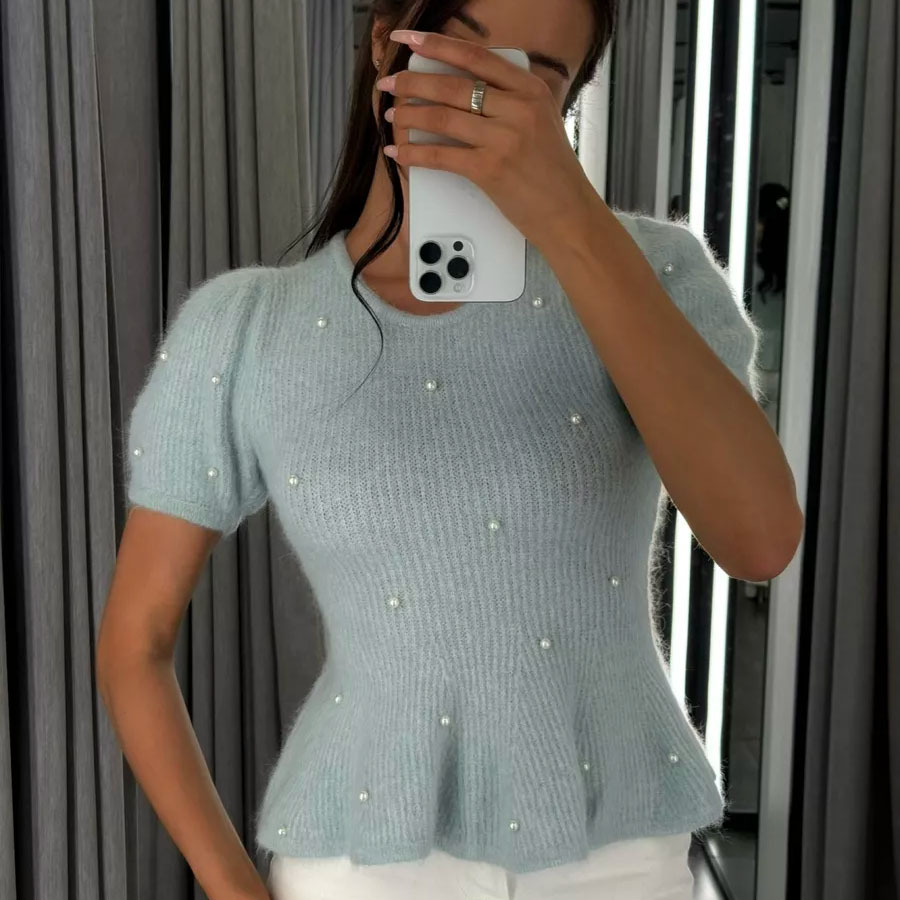 D ж e мп eri з anг orы spabask й round-neck pearl sweater Application Scenario