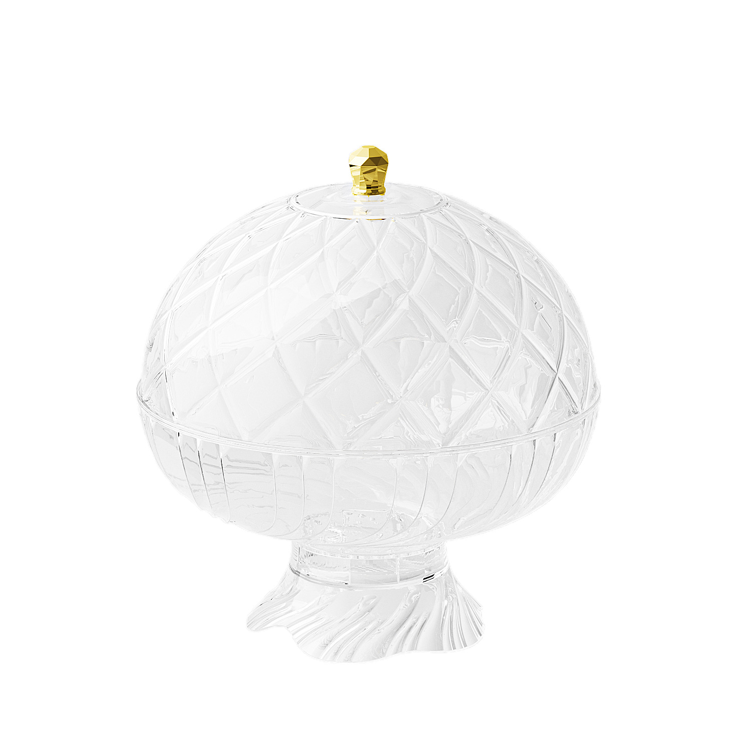 玻璃果盘/塑料盘子/镂空金属水果篮/年货/欧式轻奢水晶果盘白底实物图