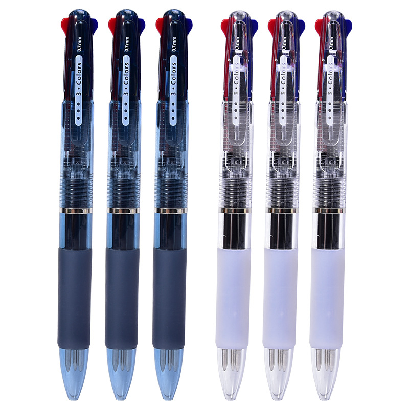 Tianfeng Three-color Ballpoint Pen 5165 Transparent multi-color Ballpoint Pen 0.7mm Ballpoint Pen wholesale 48 pieces per box Item Picture