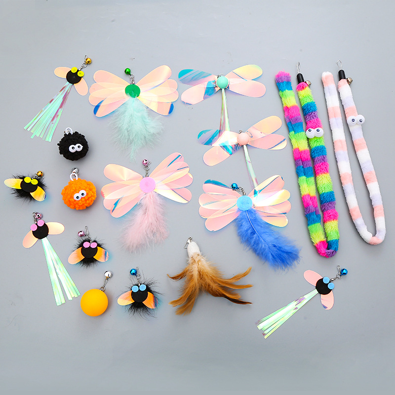 A collection of Amazon's best-selling pet products, including feather cat toys, replacement heads, fairy sticks, and self-entertaining cat toys Application Scenario
