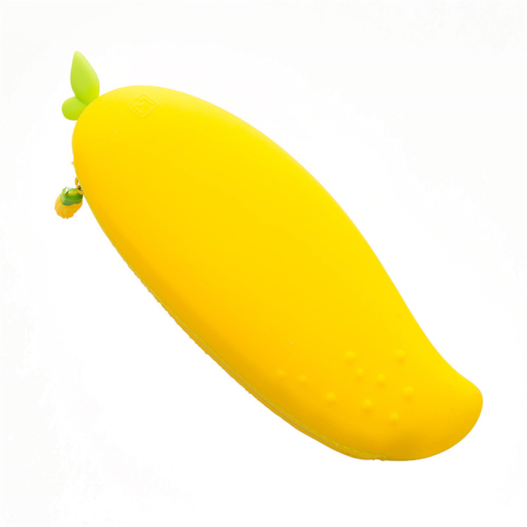 Mango silicone zipper pen case, large-capacity creative simulation fruit pen case, cute and personalized student stationery bag Item Picture