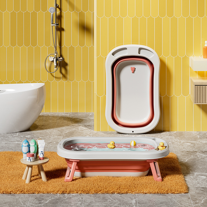 婴儿浴盆感温折叠洗澡盆宝宝坐躺大号儿童洗浴盆折叠婴儿洗澡盆