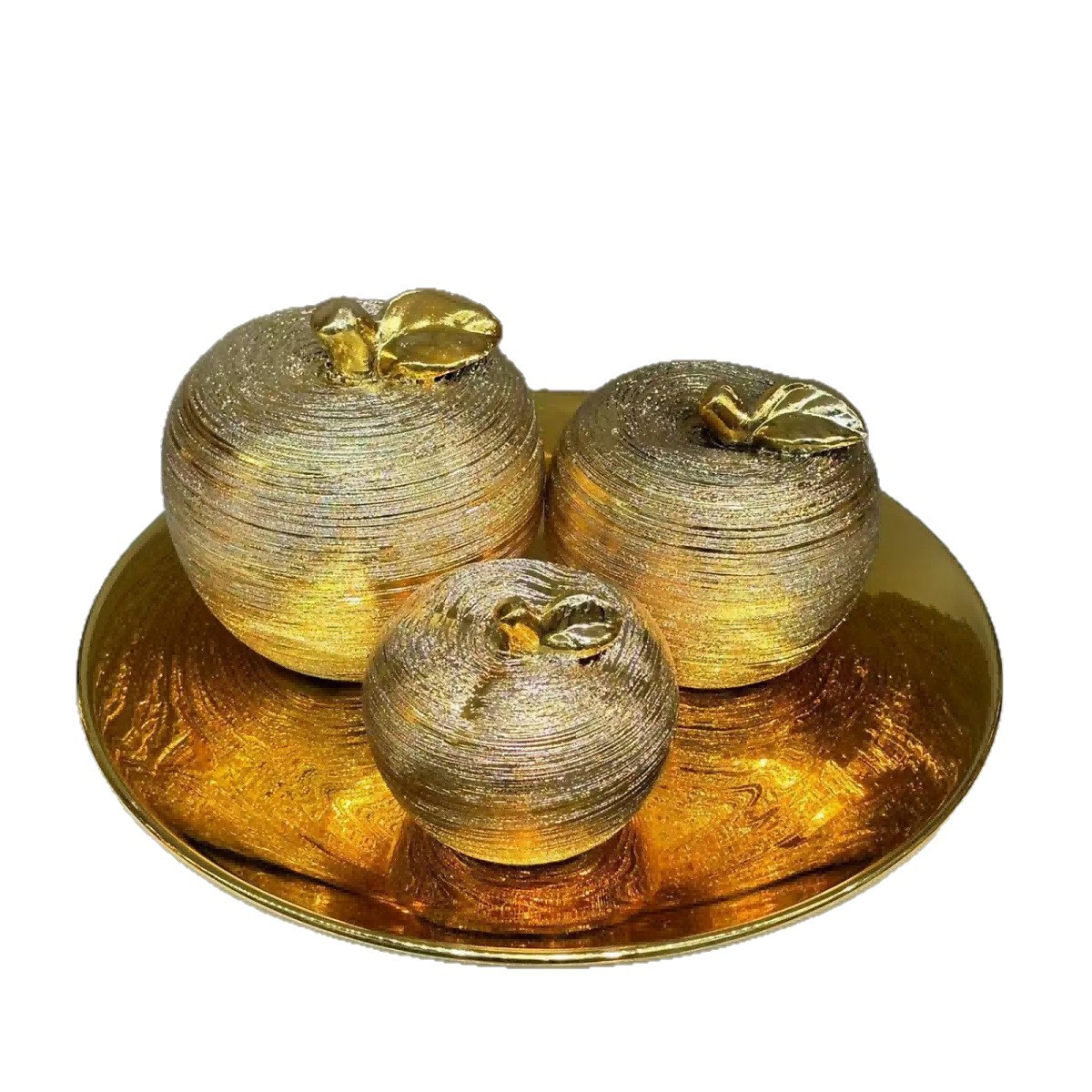 Light luxury electroplated brushed gold ceramic apple-shaped decorative piece, living room TV cabinet, entrance hall decoration, wedding and housewarming gift Item Picture