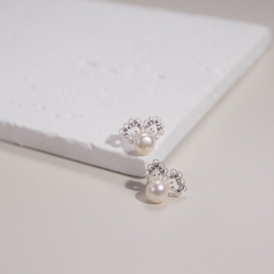 New copper-plated real gold S925 silver stud women's natural pearl jewelry, slightly inlaid zircon sunflower style Specification drawing