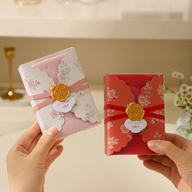 伴手礼毛巾复古花边礼盒珊瑚绒毛巾结婚伴娘回礼喜铺公司创意礼品