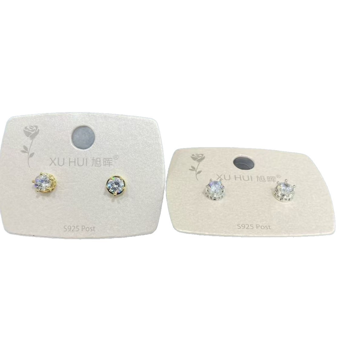 New round electroplated real gold S925 silver needle stud earrings for women, simple and elegant, versatile and high-end earrings Item Picture