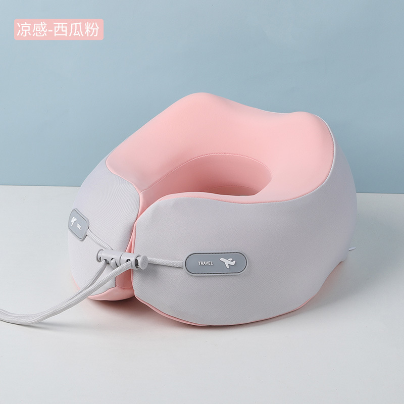 U-shaped pillow, solid color, simple memory foam, slow rebound, airplane nap travel pillow, autumn toning, U-shaped travel neck support pillow details Picture