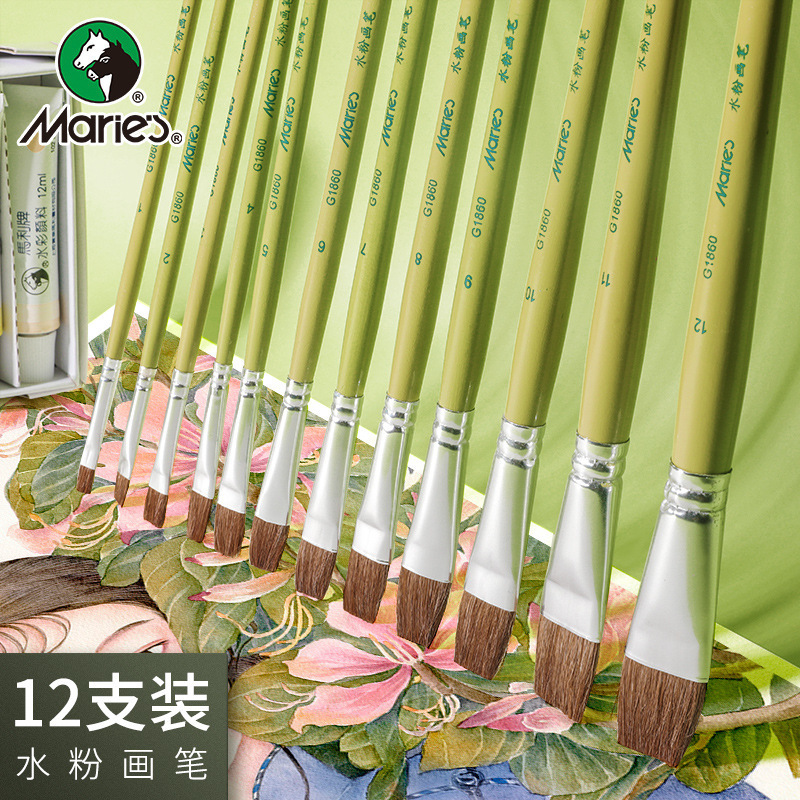 Marley G1860 Wolf-hair gouache brush, flat head oil painting brush, acrylic brush, brush, oil painting brush, exam painting