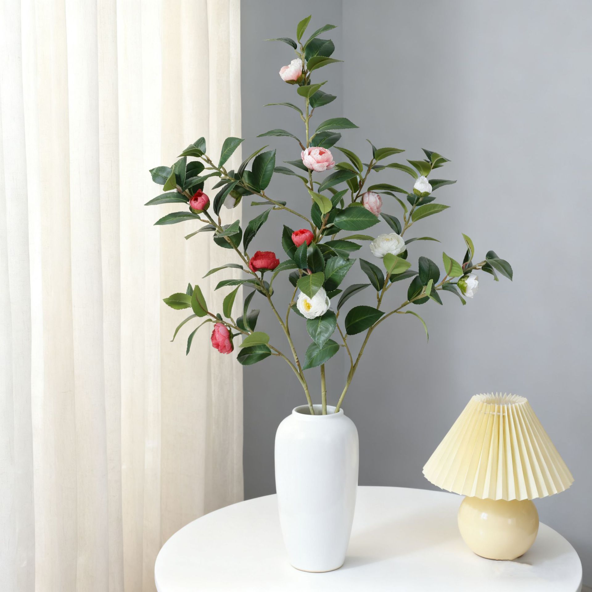 小茶花仿真花韩式轻奢茶玫花束室内家居摆件客厅卧室花艺装饰假花