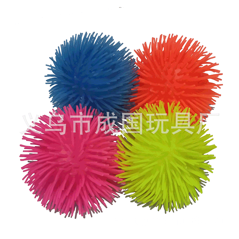 厂家供应 全毛 毛毛球 tpr材质 外贸发光荧光迷你发光