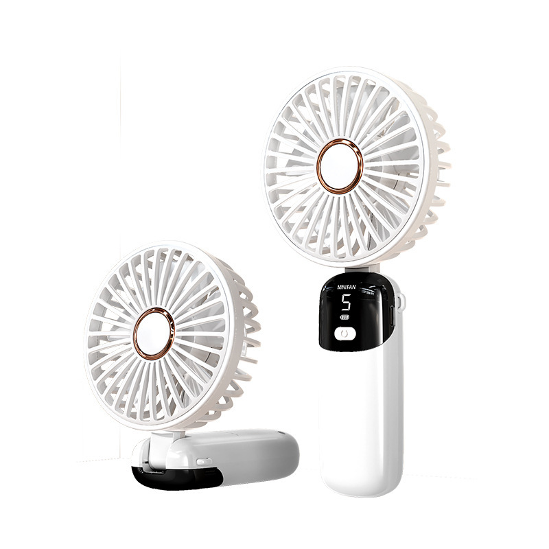 New handheld fan, foldable mini fan, portable desktop small fan, digital display office student small fan Item Picture