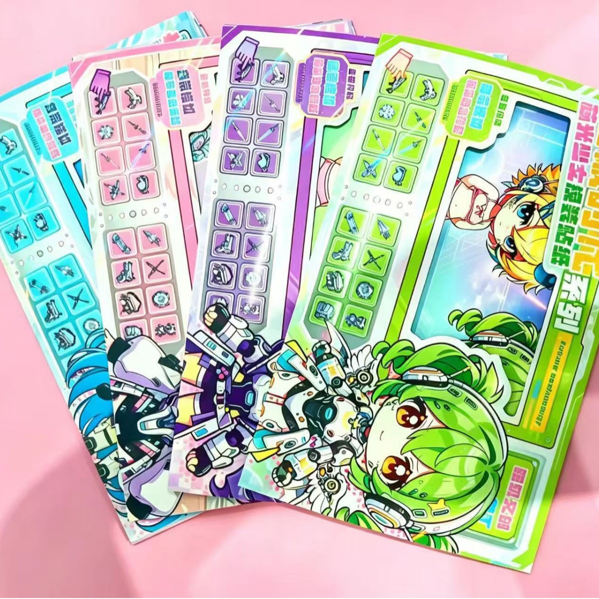 A collection of new mechanical age girl dress-up sticker scenes. This is a creative, cut-free, handcrafted DIY game sticker Specification image