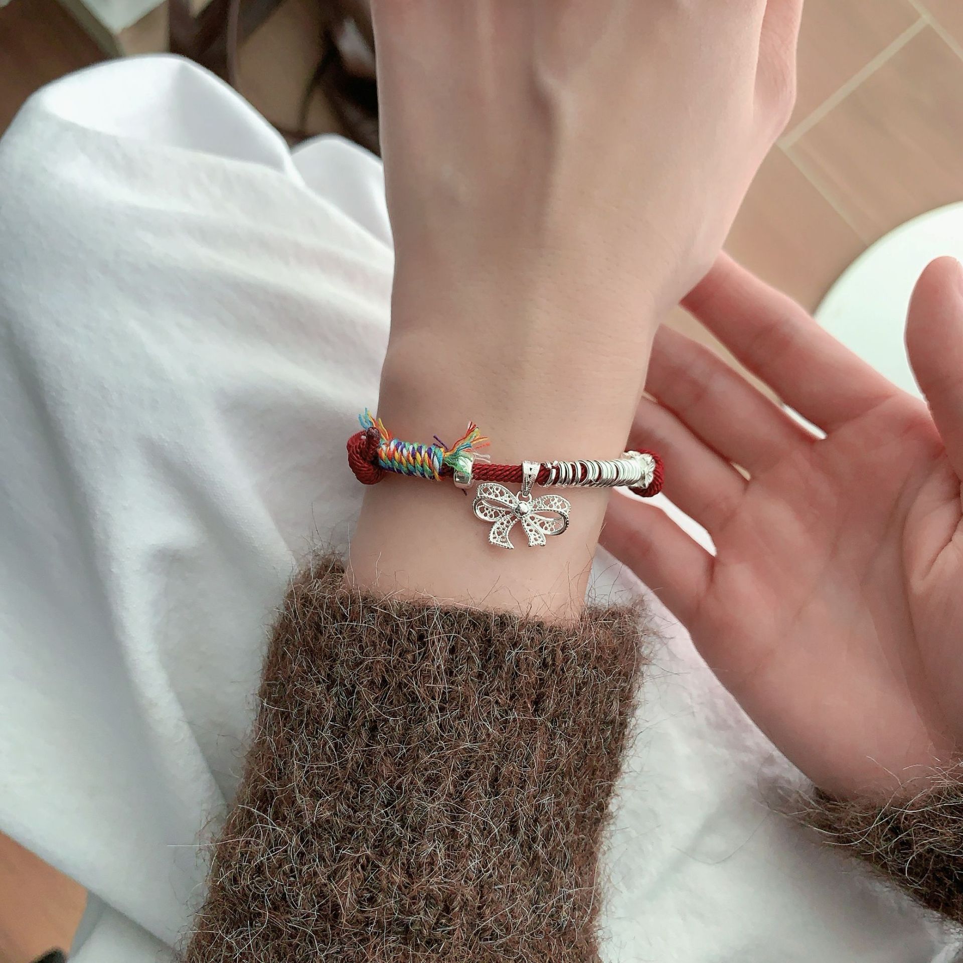 S925 sterling silver 12.13 bow coil red string bracelet for women, light luxury, fashionable and versatile, simple and high-end in Instagram style, niche details Picture