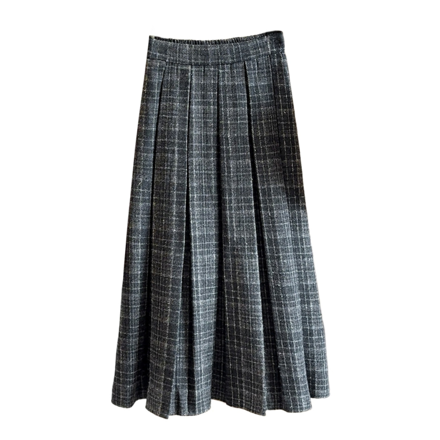 Autumn and winter thickened checkered woolen pleated skirt for women 2025 Korean school style high-waisted A-line casual mid-length skirt Specification image