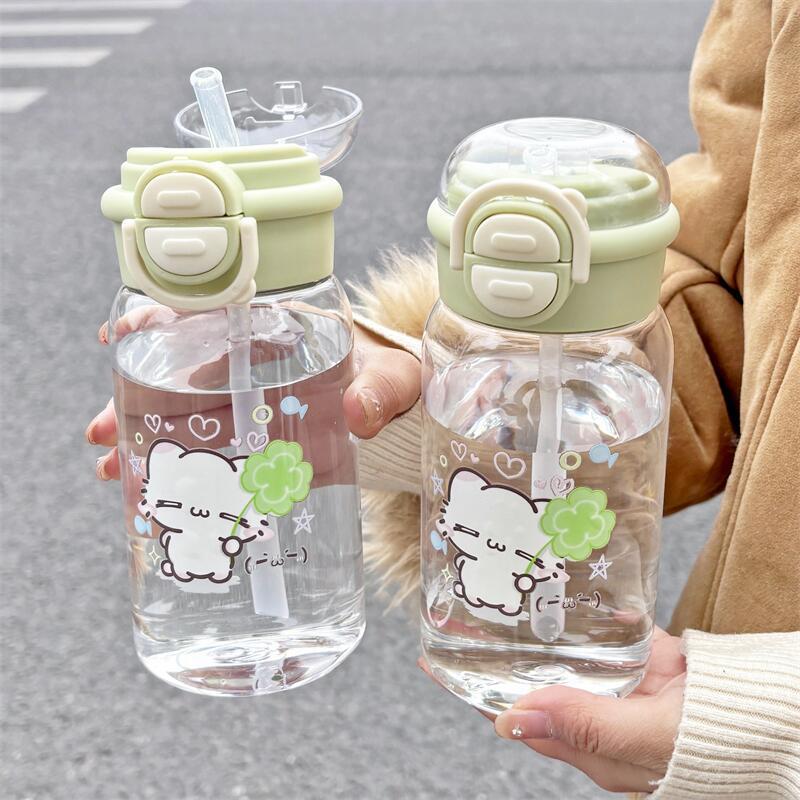 Summer high appearance level water cup for women 2025 New model plastic straw cup, heat-resistant and shockproof, portable double-drinking cup for students details Picture