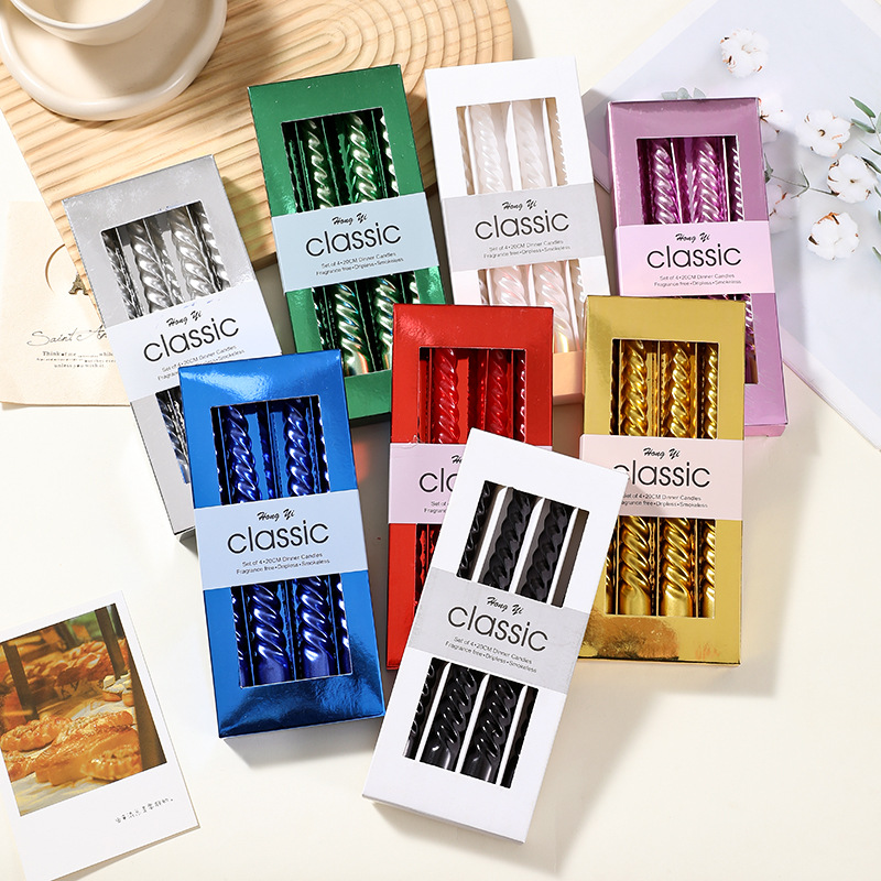 欧式长杆2.0X20CM螺纹杆蜡烛台蜡烛家用浪漫烛光晚餐环保包装蜡烛