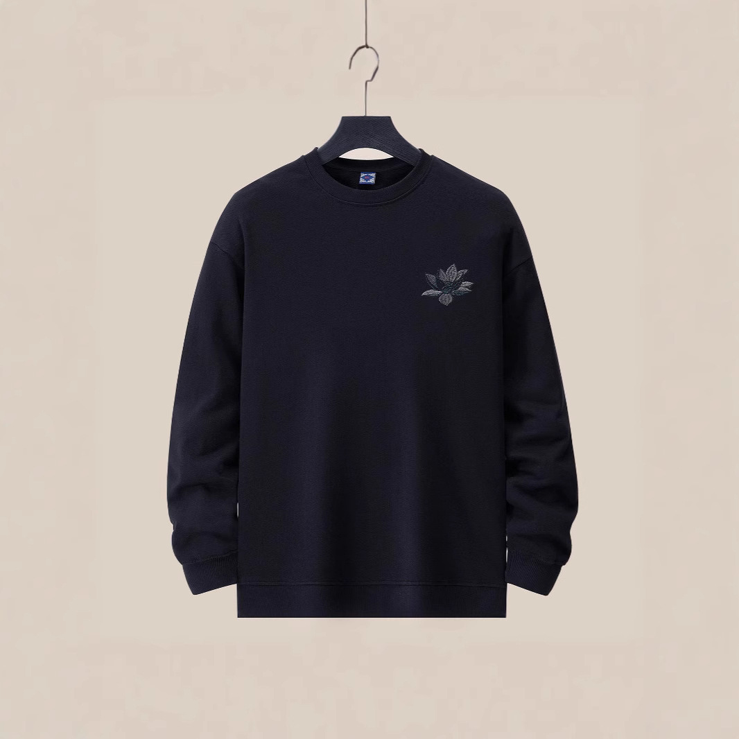 New autumn and winter men's round-neck hoodie, embroidered plus-size men's jacket, national trend Qilin top, pure cotton loose fashion brand details Picture