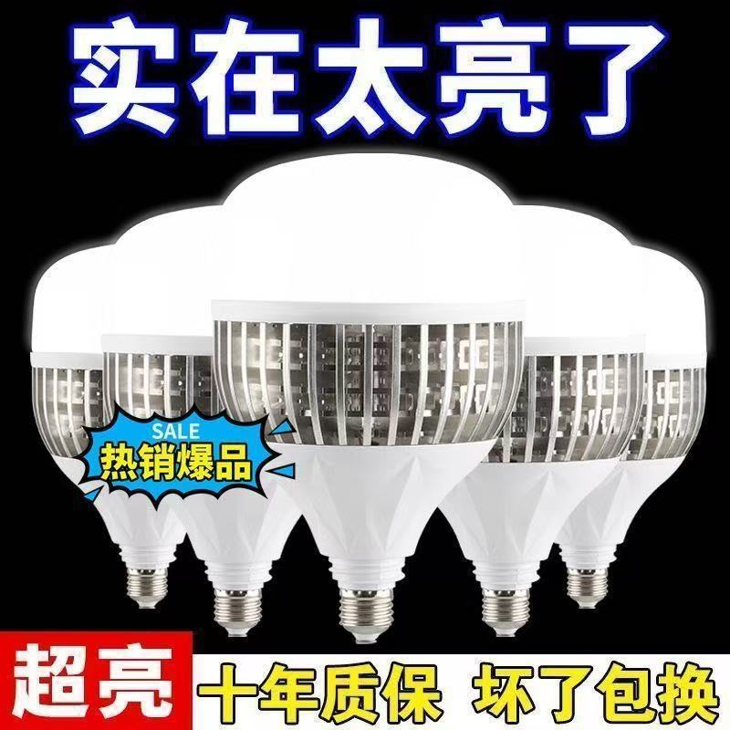 led bulb screw fin ultra-bright and strong light E27 screw bulb durable high-brightness lighting lamp for factory workshop, original Specification image