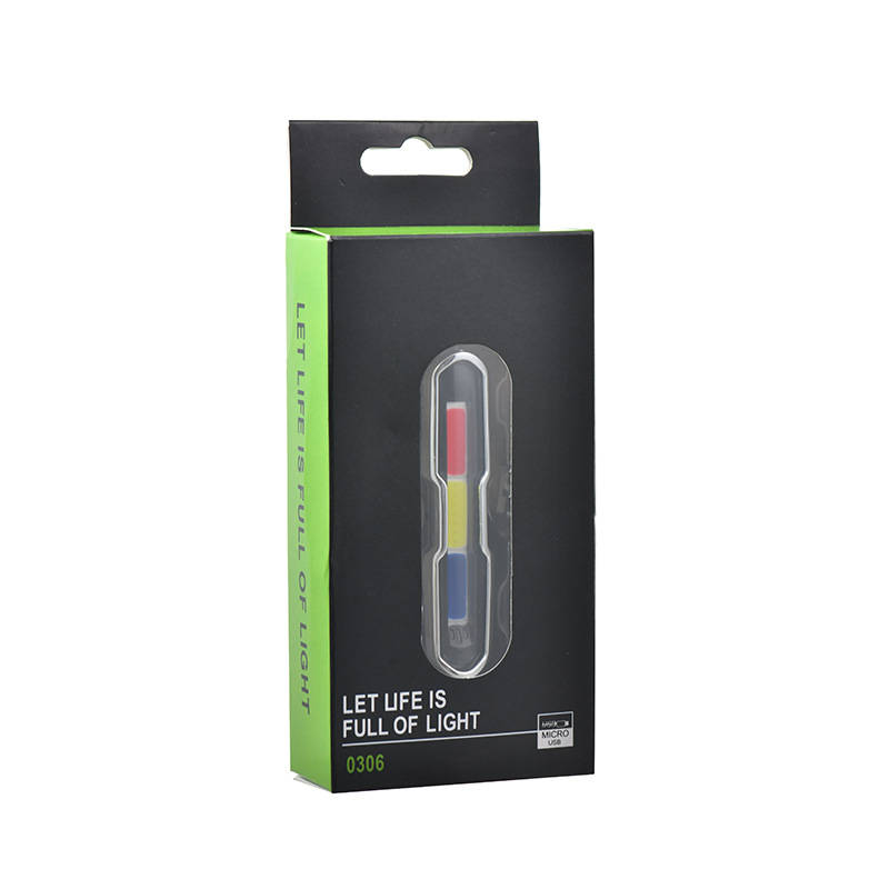 USB charging waterproof bike light, mountain bike taillight, three-color night riding warning light, outdoor cycling equipment