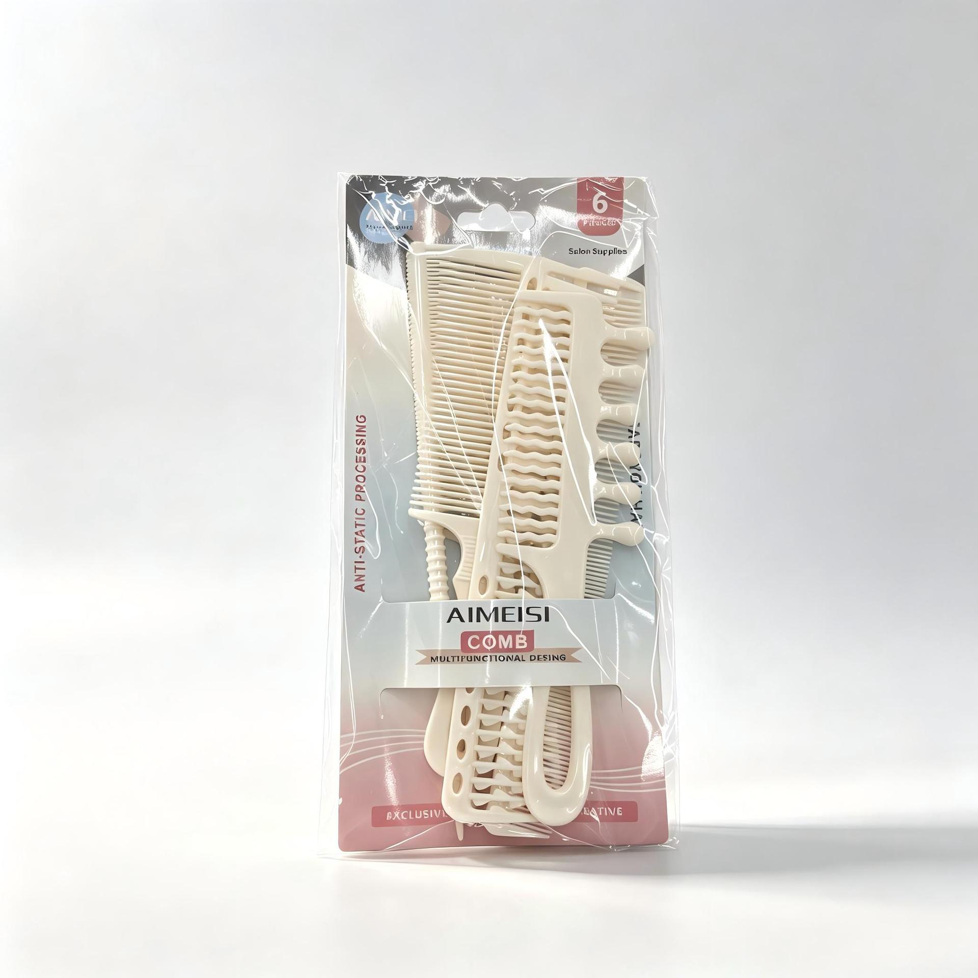6-piece hair comb set, pointed-tail comb, pointed-tail comb, wavy comb, long hair smoothing comb for women, cross-border styling comb Application Scenario