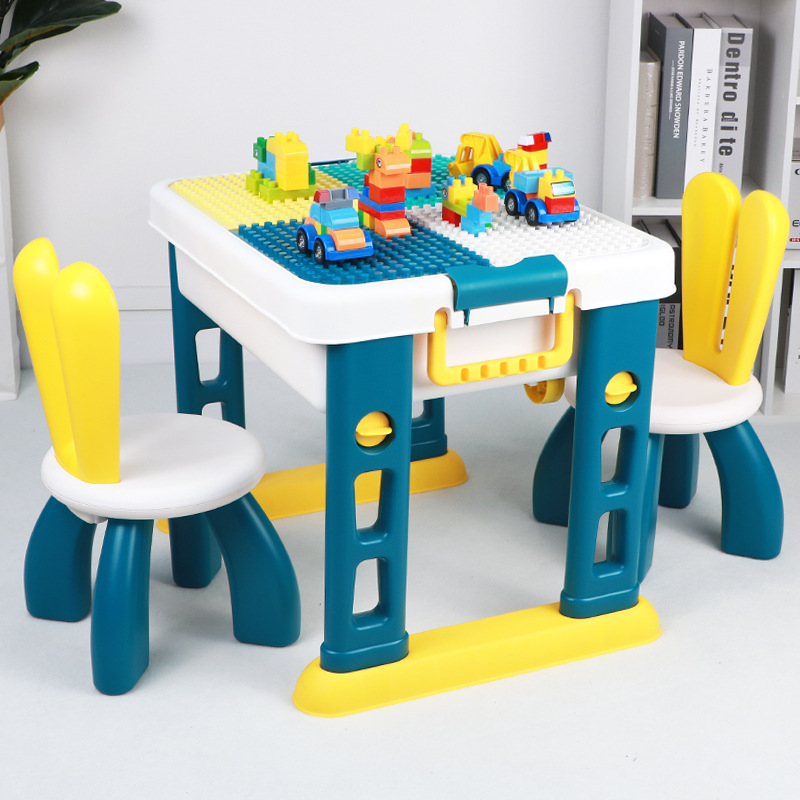 Large-sized multi-functional building block table for children, boys and girls, beneficial to intelligence and brainpower, compatible with Lego building blocks details Picture