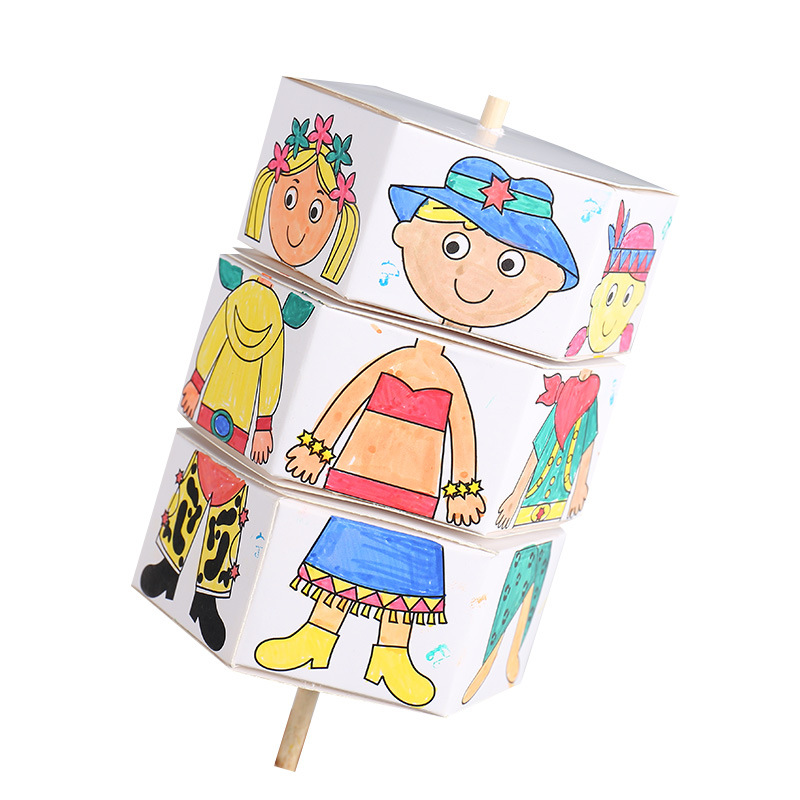 DIY rotating dress-up watercolor painting, handcrafted children's educational toys, color painting, coloring, doodling, and free watercolor pens Item Picture