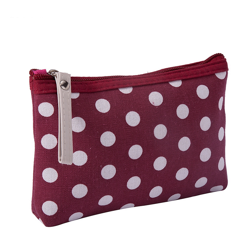 Classic polka dot fabric zipper bag, card case, key case, mobile phone case, toiletries case and makeup storage case Application Scenario