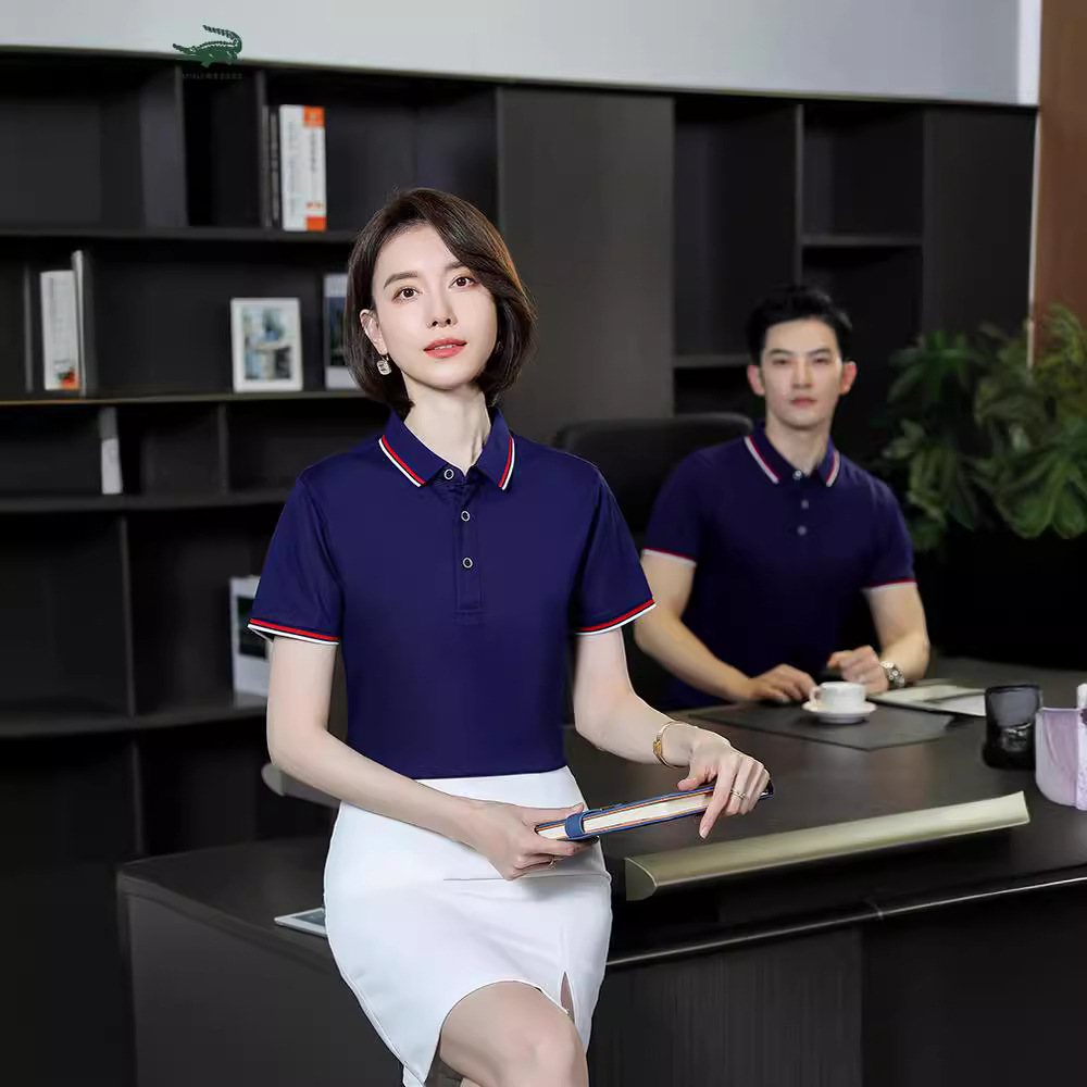 Work clothes, lapel POLO shirts, activity team-building T-shirts, men's and women's summer short-sleeved work clothes, class uniforms, summer camp printed logo Specification drawing