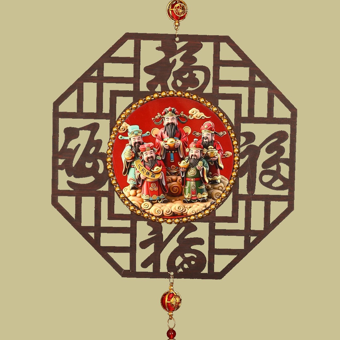 新年喜庆镂空木质挂件马年喜庆挂件2026新年春节古风挂饰