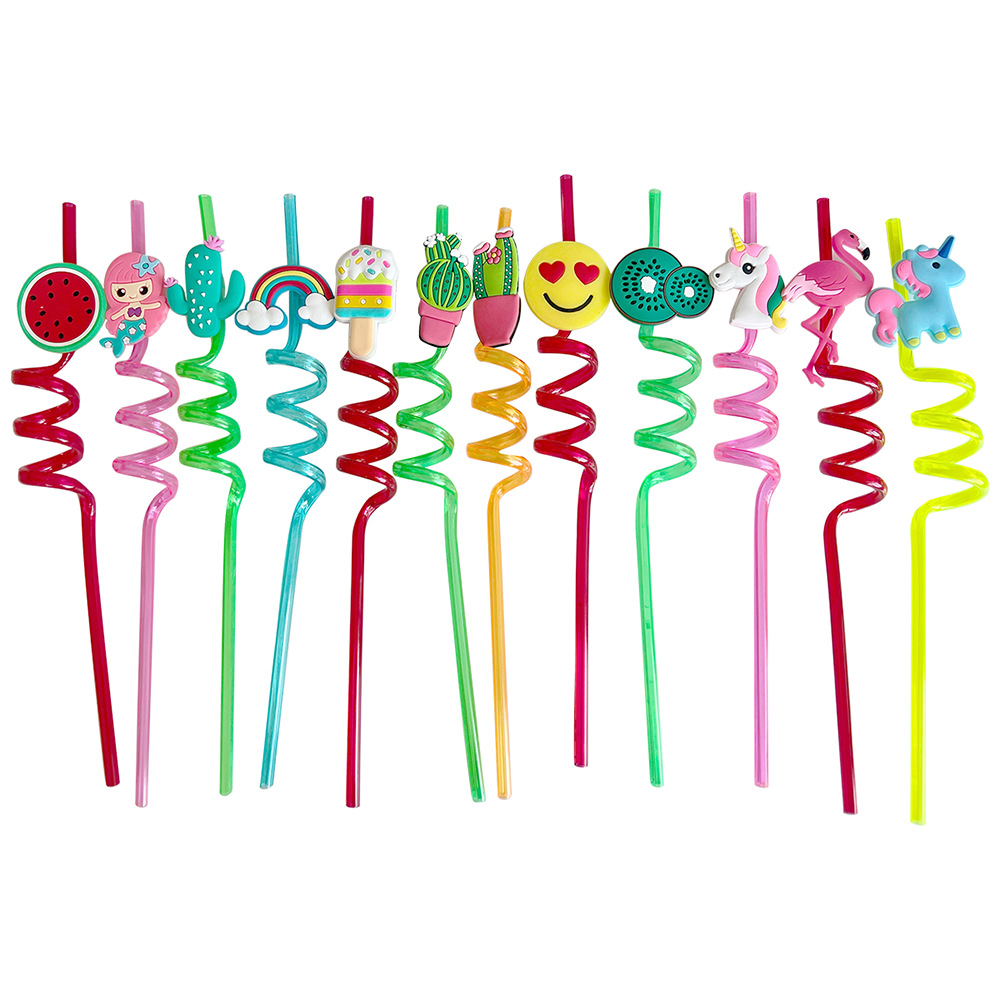 In-stock creative straws, PET spiral-shaped beverage straws, cactus decorative colored artistic plastic straws Item Picture